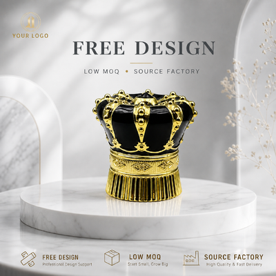 Mua Luxury Black Gold Rivet Crown Zinc Alloy Perfume Cap 3D Embossed Zamac Lid Custom Logo OEM ODM Source Factory Wholesale sản xuất trực tuyến