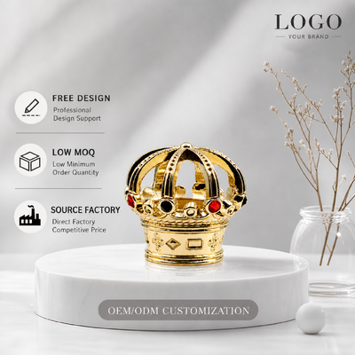 Mua Luxury Hollow King Crown Zamac Perfume Cap Gold Plated Inlaid Rhinestone Royal Fragrance Lid Zinc Alloy Metal Perfume Bottle Cover Logo tùy chỉnh FEA15 Cho Dubai Oud Attar Perfume Bottle sản xuất trực tuyến