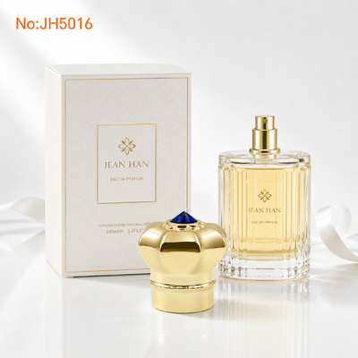 Mua Bán chạy nhất Dubai Saudi Luxury Mirror Gold 8 Petal Crown Zamac Perfume Cap JH5016 Single Sapphire Blue Crystal Smooth Royal Metal Oud Attar Nắp chai Logo khắc tùy chỉnh sản xuất trực tuyến