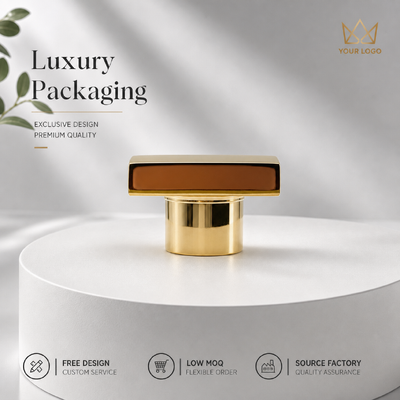 Mua Mirror Gold Horizontal Rectangle Zinc Alloy Perfume Cap Custom Two Tier Metal Fragrance Lid Model JH5045 Cho nhà thiết kế sang trọng chai nước hoa bằng kính trống sản xuất trực tuyến