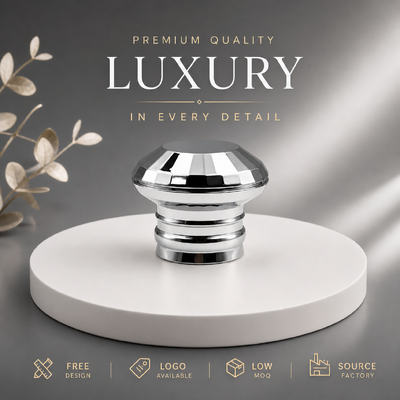 Mua Nắp chai nước hoa hình vòm đa giác cao cấp mạ chrome bạc hợp kim kẽm, nắp kim loại Zamac đặc, nặng cho bao bì nước hoa cao cấp, có nam châm sản xuất trực tuyến