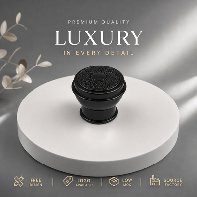 Mua Nguồn nhà máy tùy chỉnh đúc kim loại kẽm nước hoa Cap màu đen Gloss Relief hoa kim loại nước hoa nắp MOQ thấp Dịch vụ in logo tùy chỉnh sản xuất trực tuyến