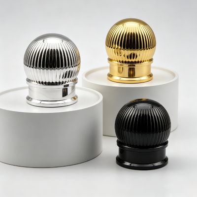 mua FEA15 Zamac Perfume Cap Vertical Ribbed Spherical Top Electroplated Globe Shape Metal Perfume Bottle Lid Logo tùy chỉnh OEM ODM Zinc Alloy Perfume Lid sản xuất trực tuyến