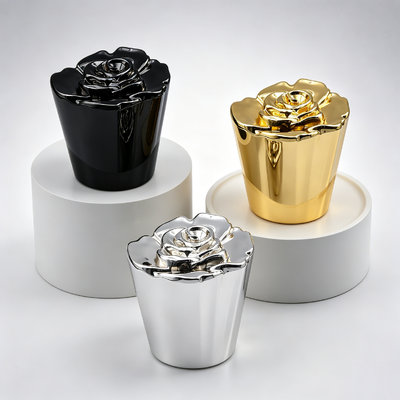mua FEA15 Zinc Alloy Cap nước hoa 3D Rose Flower Top Tapered Cup-shaped Body Electroplated Metal Perfume Bottle Lid Logo tùy chỉnh OEM ODM Zamac Cap nước hoa sản xuất trực tuyến