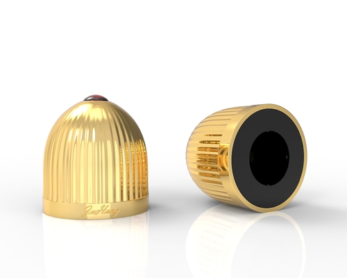 Gỗ kim loại kẽm tinh thể Zamak Caps nước hoa màu vàng cho bao bì hương thơm bền và thanh lịch
