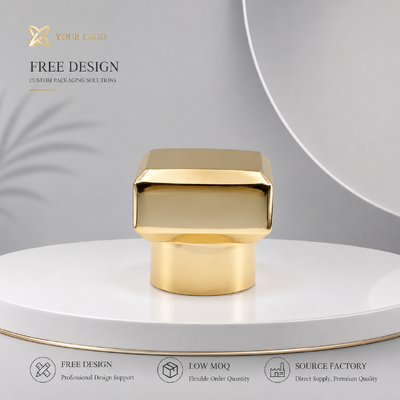 Kính vàng Beveled Square Hai lớp hợp kim kẽm Cap nước hoa tùy chỉnh đánh bóng kim loại nước hoa nắp cho nhà thiết kế sang trọng chai nước hoa kính trống