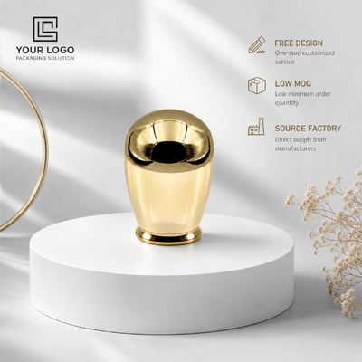 Chiếc gương sang trọng vàng hình bầu dục mái vòm kẽm hợp kim mùi hương mũ Custom curved kim loại nước hoa chai nắp cho nước hoa mỹ phẩm chai thủy tinh