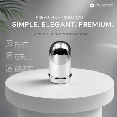Chiếc gương Silver Dome Top Zinc Alloy Perfume Cap Custom Round Cylinder Metal Fragrance Bottle Lid Cho chai nước hoa sang trọng