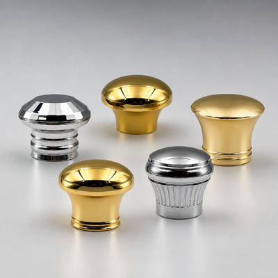 Luxury Dome Zamac Perfume Cap Gold Silver Plated Faceted Vertical Rib Metal Perfume Bottle Lid Logo tùy chỉnh cho nước hoa Oud