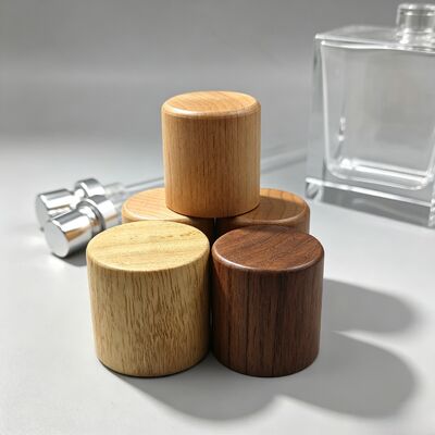 Cylindrical Wooden Bottle Cap Custom Engraved Logo Natural Wood Lid For Perfume Cosmetic Bottle OEM Wholesale